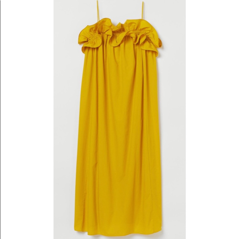 Yellow Ruffled-trimmed Dress